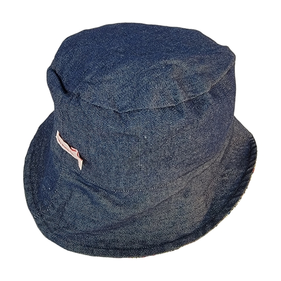 Lucky Wang NYC Cartoon Strip Reversable Chambray Bucket Hat Youth Size 2 - Picture 7 of 11